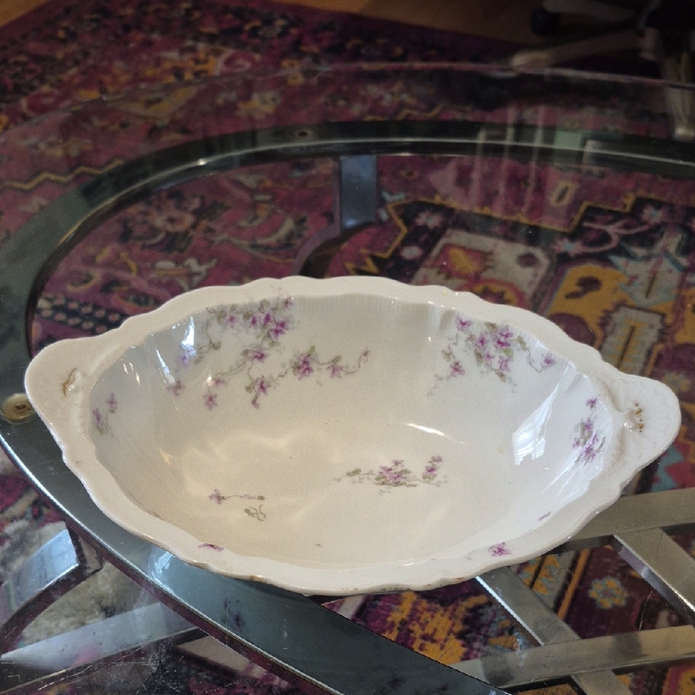 Vintage Theodore Haviland Limoges serving bowl or platter featuring the "Pink